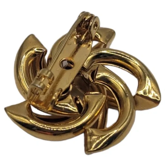 Vintage Gold Tone Abstract Flower Brooch Modernist Costume Jewelry Gifts Estate - Picture 6 of 6